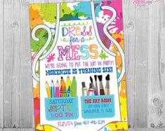 Painting Party Invitation, Art Party Invitation, Art Birthday Party Invitation, Art Themed Party, Paint Party Invites, Painting Party Girls Art Party, Paint Birthday Party, Art Birthday Party Invitations, Art Birthday Invitations, Art Paint Party, Art Party Invitations