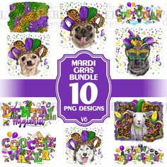 mardi gras bundle 10 png designs for sublims and digital cut outs