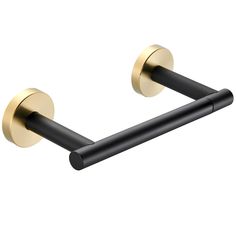 two black and gold toilet paper holders