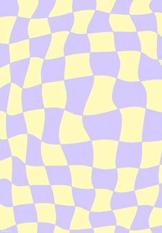 a yellow and gray checkered background with wavy lines