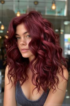 hair hairstyles,hair styles for long hair,hair cut,hair beauty,hair styles for medium hair,hair and skin and nails,hair hairstyling,hair length,hair straightener,hair drawing,hair cuts,hair colors #HairstyleTrends #HairTransformation #CurlyHairRoutine #BraidedHairstyles #HairColorInspiration #HairCareTips #ShortHairStyles #BalayageHair #WeddingHairstyles #HairAccessories #NaturalHair #HealthyHair #LongHairDontCare #MensHair #HairGoals #EasyHairstyles #HairGrowth #UpdoHairstyles #BlondeHair #HairProducts Blonde Hair With Red Violet Highlights, Fall Pink Hair, Maroon Hair Burgundy Wine, Red Balayage On Black Hair, Light Burgundy Hair, Burgundy Hair Ideas, Burgundy Curly Hair, Bright Red Hair Dye, Styles For Medium Hair