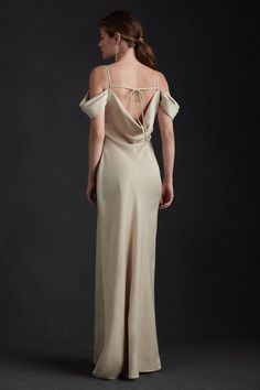 Elegance is in the air when wearing this alluring style, from the romantic sleeves that fall ever-just-so from the shoulders to the draped open back, finished with a elegant tie. Gigi Dress, Velvet Maxi Dress, Bhldn Weddings, Wedding Dresses For Sale, Dresses Bridesmaid, Maxi Slip Dress