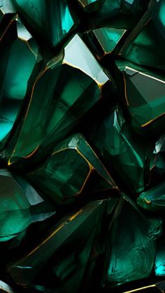 green crystals are stacked on top of each other in this abstract photo with gold foil