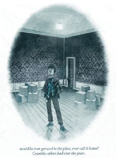 a drawing of a person standing in a room