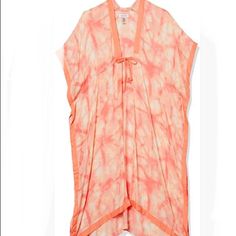 Calvin Klein San Tropez Maxi Dress Peaches And Cream Tie Dye Bathing Suit Coverup With Adjustable String New With Tag Orange Beach Cover-up Dress For Spring, Orange Beachwear Dresses For Brunch, Orange Dress For Spring Beach Cover-up, Orange Beachwear Dress For Spring, Casual Orange Beach Cover-up Dress, Casual Orange Dress For Beach Cover-up, Orange Short Sleeve Beachwear Dress, Orange Summer Dress For Daywear, Summer Orange Day Dresses