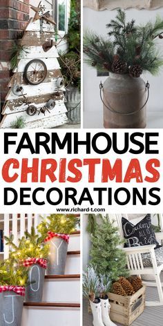 Farmhouse Christmas Decorations, Farmhouse Decorations, Frugal Christmas, Farmhouse Christmas Tree, Country Christmas Decorations, Christmas Porch Decor, Christmas Decorations Diy Outdoor, Christmas Mantels, Christmas Porch