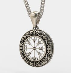 ★ Viking Compass Pendant ★ Handcrafted Viking Compass (Vegvisir) pendant/necklace for Men and Women. * Materials/Finishes ➤ Artificially Aged (Black/Grey Oxidized) Silver 925 * Dimensions ➤ ~ 3.7 x 3.3 x 0.4 cm (~ 1.4 x 1.3 x 0.2 inches)/Bail: Suitable for up to ~ 4.5 mm (~ 0.18 inches) Chain * Weight: ~ 11 grams (in Silver 925) ----------------------------------------------------------------------------- IMPORTANT NOTES: -------------------------------------------------------------------------- Amulet Style Pendant Jewelry With Compass Design, Amulet Style Compass Pendant Necklace, Symbolic Sterling Silver Jewelry With Compass Design, Symbolic Compass Pendant Jewelry, Symbolic Compass Design Pendant Jewelry, Symbolic Sterling Silver Necklace With Compass Design, Sterling Silver White Gold Compass Necklace, Sterling Silver White Gold Necklace With Compass Design, White Gold Compass Pendant Jewelry