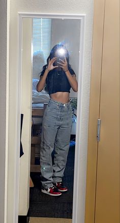 90s Mid-rise Streetwear Jeans, Corteiz Tracksuit On Girl, Named Collective Joggers, Mid-rise Denim Blue Streetwear Pants, Named Collective Forbidden Hoodie, Jordan 1 Outfit, Dream Style, Mirror Selfie, Street Wear