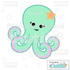 an octopus with a starfish on its head and pink polka dots around it's neck