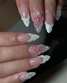 Pink Beach Nails Almond, 3d Nails French Tip, Almond Festival Nails, Beach Almond Nails Designs, Almond Shape Vacation Nails, Vacation Nail Inspo 2024 Almond, Short Almond Vacation Nails, Summer Nails Almond Shape Short, Almond Nails 3d Designs