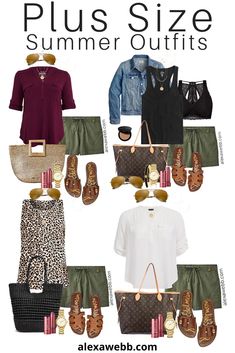 Plus Size Khaki Shorts Outfits – Part 2 - Alexa Webb Cute Vacation Outfits Plus Size, Plus Size Summer Shorts Outfits, Plus Size Spring Fashion 2023, Khaki Shorts Outfit, Outfits Shorts, Plus Zise, Linen Joggers