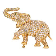 Cartier Vintage, David Webb, Antique Brooches, Elephant Pendant, Diamond Brooch, Gold Brooches, Jungle Animals, Animal Jewelry, Brilliant Diamond