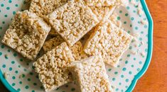 rice krispy treats arranged on a plate