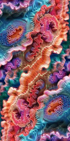 an abstract image of colorful corals and shells