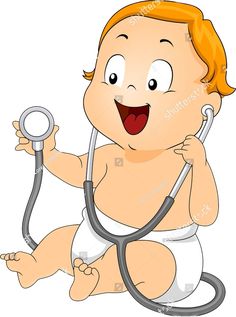 a baby with a stethoscope sitting on the ground and holding it's hand