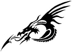 a black and white dragon tattoo design