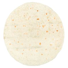 a tortilla on a white background is shown in full color, with tiny speckles