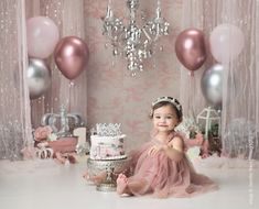 1 Year Princess Photoshoot, Princess Theme Cake Table, Princess Cake Smash Photography, Princess Theme Cake Smash, 1st Birthday Photoshoot Princess, Swan Princess 1st Birthday Party