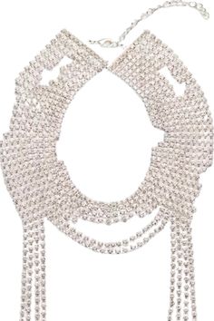 A statement effect is created using a crystal mesh and accentuated by irregular detailing. This necklace is a standout piece. 33cm to 43cm length Interested in this or something similar? Contact our jewelry concierge at 512-347-9488. All jewelry and accessories are considered final sale and may not be returned or exchanged Elegant Multi-strand Crystal Necklaces For Parties, Elegant Multi-strand Crystal Necklace For Parties, Sparkling Choker Necklace For Evening, Luxury Sparkling Necklaces For Party, Luxury Silver Chain Necklace For Party, Luxury Crystal Rhinestone Necklace For Party, Elegant Multi-strand Bib Necklace For Party, Luxury Sparkling Evening Necklaces, Elegant Metal Choker