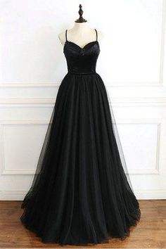 A-line Floor Length Black Tulle Dress Formal Occasion डिजाइनर कपड़े, Prom 2023, Random Style, Black Prom Dress, Prom Dress Inspiration, Black Prom, Pageant Gowns, Pretty Prom Dresses, Black Tulle