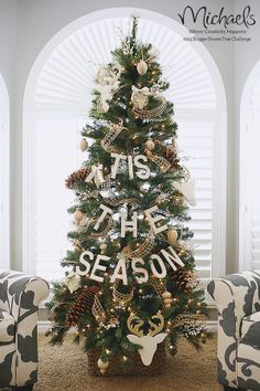 a decorated christmas tree in a living room