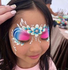 Kids Face Painting Easy, Frozen Face Paint, Face Paint Party, Mermaid Face Paint, Face Painting Flowers, Princess Face Painting, Fairy Face Paint, Mermaid Queen