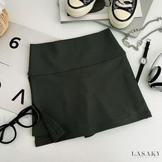 Lasaky - Stylish Design High-Waisted Side Slit Skirt Preventing Exposure Short Skirt Pencil Skirt Skirt Pencil, Deep Gray, Short Skirt, Types Of Skirts, A Line Skirt, Stylish Design, A Line Skirts, Pencil Skirt, A Line