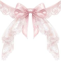 a pink bow with lace on it