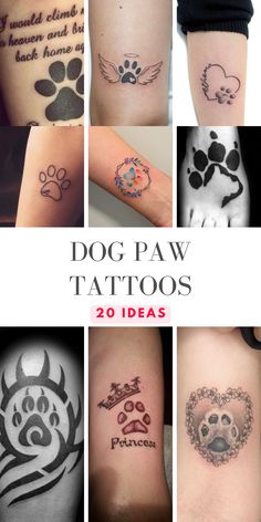 dog paw tattoo designs for men and women on their arm, thigh or lower leg