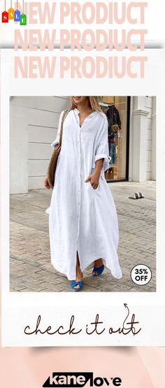 Women Fashion Casual Solid Color Cotton Linen Pocket Shirt Maxi Dress Shirt Maxi Dress, Women Fashion Casual, Maxi Shirt Dress, Dresses By Length, Pocket Shirt, Chic Woman, Long Maxi Dress, Womens Fashion Casual, Women's Fashion Dresses