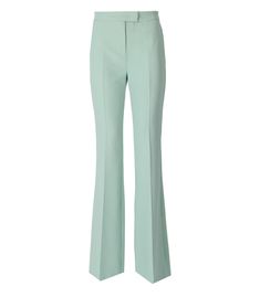 Twinset green stretch crêpe cady trousers. French pockets on the sides and metal logo on the back. Zip closure and metal hook. Flared bottom. Composition: 94% Pl, 6% Ea Fta:, 100% Pl Elegant Green Bottoms With Belt Loops, Chic Green Pants With Belt Loops, Green High-waisted Dress Pants For Office, Green Elastane Trousers, Chic Green Dress Pants For Office, Chic Green Elastane Pants, Tailored Green Dress Pants For Office, Green Flare Pants, Elegant Lingerie