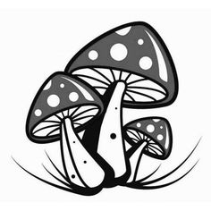 two mushrooms sitting on top of each other in the middle of a white background with black and