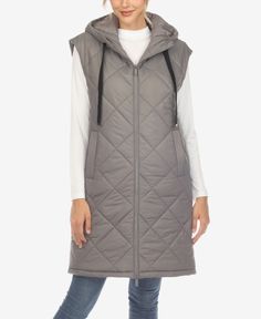 in stock Long Puffer Vest, Puffer Vest Jacket, Lightweight Vest, Long Puffer, Thick Sweaters, Long Vests, White Mark, Women Diamond, Diamond Quilt