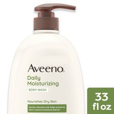 Aveeno Daily Moisturizing Body Wash with soothing prebiotic oat and a light scent nourishes dry skin. This creamy body wash gently cleanses and helps preserve skin's natural moisture barrier. 92% of users agreed that the nourishing cleanser left their skin feeling nourished while they showered. The allergy tested formula of the sulfate-free body wash contains nourishing oat to help lock in moisture, and gently cleanses dry, sensitive skin to reveal smoother, softer skin long after you shower. Fr Aveeno Daily Moisturizing Body Wash, Aveeno Lotion, Sulfate Free Body Wash, Cleanser For Sensitive Skin, L Lawliet, Moisturizing Body Lotion, Shave Gel, Dry Sensitive Skin, Anti Aging Treatments