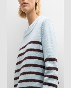 La Ligne "Marin" striped 7ply woolcashmere sweater    Crew neckline    Long sleeves    Relaxed fit    Ribbed cuffs and hem    Hip length    Pullover style    Cashmere/wool    Imported Cashmere Wool, Striped Sweater, Hip Length, Stripe Sweater, Pullover Styling, Crew Neckline, Neiman Marcus, Tops Designs, Cashmere