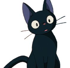 a black cat sitting on the ground with its eyes wide open and looking at something