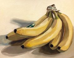 a painting of bananas on a white surface