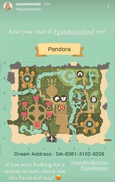 an image of a map with the words pandara and other things to see on it