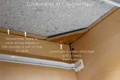 the underside of a countertop with instructions on how to install it and where to put them