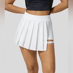 Pleated Belt 2 In 1 Skirt With Side Pocket Size Large White White Tennis Skirt Outfit, Blue Tennis Skirt, Black Tennis Skirt, Tennis Skirt Outfit, White Tennis Skirt, Party Skirt, Bleach Wash, Micro Mini, Casual Skirt