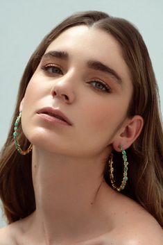 By Fenomena Unique dainty hoop earrings handmade with REAL Raw and Natural Colombian Emeralds that represent the unique beauty of our country Colombia. Fenomena's jewelry is a mix of the modern and the classic (seeking for timeless pieces), where the emerald is the protagonist and plays a central role in the design. Material: Raw Emeralds & 24K Gold over Brass Handmade in Colombia This unique piece is made with Colombian emeralds in the rough Since this product is handmade, gem sizes may vary Av Fine Jewelry Adjustable Hoop Earrings, Nickel Free Fine Jewelry Hoop Earrings, Dainty Green Hoop Jewelry, Green Dainty Hoop Jewelry, Raw Emerald, Dainty Hoop Earrings, Bold Earrings, Colombian Emeralds, Artistic Inspiration