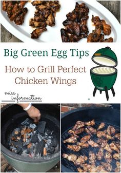 chicken wings being cooked on an outdoor grill with the words, how to grill perfect chicken wings