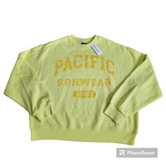 Pacsun Pacific Sunwear 1980 Crew Neck Sweatshirt In Bright Yellow. Womens Size Xs Chest 48" Length 23" New With Tags. Smoke Free Environment Pacific Sunwear, Pacsun Tops, Beach Color, Yellow Sweatshirt, Bright Yellow, Pacsun, Crew Neck Sweatshirt, Active Wear, Womens Sizes