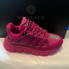 Versace Trigreca Sneaker Size 38 (Woman’s 7.5) Fuchsia Brand New Never Worn Versace Trigreca Sneakers Women, Versace Sneakers Women, Versace Shoes Sneakers, Versace Sneakers, Versace Shoes, Womens Shoes Sneakers, Limited Time, Versace, Size 7