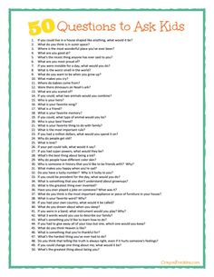 the 50 questions to ask kids in this question card is an excellent way to learn how to