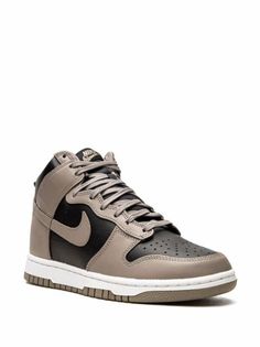 Shop Nike Dunk High sneakers with Express Delivery - FARFETCH Dunk High Moon Fossil, Nike High, Nike Dunk High, High Sneakers, Dunk High, Swoosh Logo, Flat Boots, Exclusive Fashion, Ballet Flat Shoes