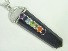 Natural Brazilian Black Tourmaline crystal sterling silver  pendant necklace 7 faceted Chakra Gems 2 Black Tourmaline Necklace, Tourmalated Quartz, Black Tourmaline Crystal, Tourmaline Pendant, Tourmaline Necklace, Aqua Marine, Tourmaline Crystal, Sterling Silver Necklace Pendants, Chakra Stones