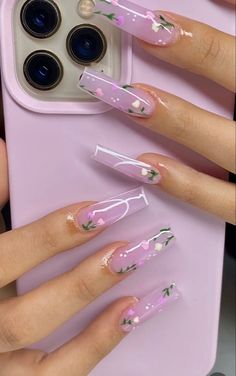 Spring Acrylic Nails, Long Square Acrylic Nails, Nails Spring, Nails Gel, Coffin Nails Designs, Pretty Acrylic Nails