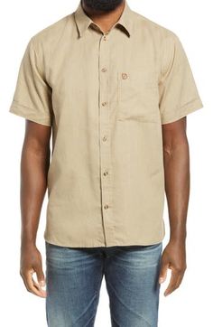 A cool, easy-care hemp blend makes this simply styled button-up classic perfect for warm-weather adventures, both global and local. 28 1/2" length; 44" chest (size Medium) Front button closure Spread collar Short sleeves Chest patch pocket 55% hemp, 45% polyester Machine wash, dry flat Imported Men's Clothing Casual Flax Button-up Shirt, Cotton Button-up Camp Shirt For Outdoor, Casual Cotton Shirt In Flax Color, Casual Linen Camp Shirt With Buttons, Outdoor Relaxed Fit Shirt With Buttons, Flax Cotton Button-up Tops, Flax Color Cotton Button-up Tops, Flax-colored Cotton Button-up Tops, Casual Flax Shirt With Button Closure