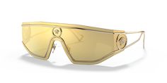 Frame color: Gold; Lens color: Brown Mirror Gold; Frame material: Metal Versace Shades, Versace Man, Versace Style, Versace Designer, Brown Mirror, Mirror Gold, Sunglass Hut, Versace Men, Gold Sunglasses